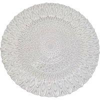 Neel Blue 33cm Charger Plates Peacock Design Glass Plates for Dinner Table Decoration in Silver