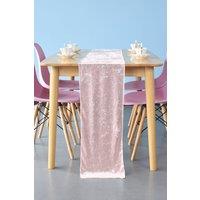 Neel Blue Crushed Velvet Table Runner, 33cm x 274cm in Light Pink | Size: 33 cm x 274 cm