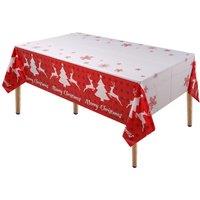 Neel Blue 137cm x 274cm Red & White PVC Christmas Table Cover | Size: 137 cm x 274 cm