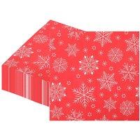Neel Blue Christmas Party Disposable Napkins with Snoflakes Printed, 33cm x 33cm, 20pcs in Red | Size: 33 cm x 33 cm