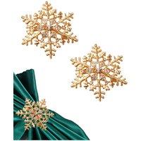 Neel Blue Snowflake Napkin Rings, Christmas Napkin Holder with Diamante Rhinestone in Gold