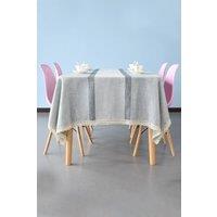 Neel Blue 140cm x 180cm Stylish Table Cloth Polyester Linen, Grey | Size: 140 cm x 180 cm