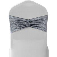 Neel Blue Diamond Velvet Chair Band, Soft & Shiny Chair Band Sash in Silver