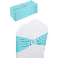 Neel Blue 13"x5" Spandex Chair Bands with Slider Buckle, Stretchy Elastic Chair Sash - 10pcs in Baby Blue