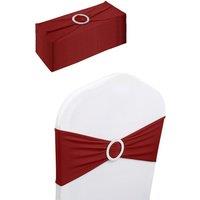 Neel Blue 13x5 Spandex Chair Bands with Slider Buckle, Stretchy Elastic Chair Sash - 10pcs in Wine