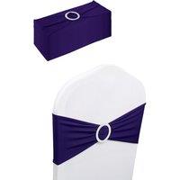 Neel Blue 13x5 Spandex Chair Bands with Slider Buckle, Stretchy Elastic Chair Sash - 10pcs in Plum