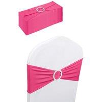 Neel Blue 13x5 Spandex Chair Bands with Slider Buckle, Stretchy Elastic Chair Sash - 10pcs in Pink
