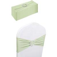 Neel Blue 13x5 Spandex Chair Bands with Slider Buckle, Stretchy Elastic Chair Sash - 10pcs in Ivory