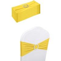 Neel Blue 13x5 Spandex Chair Bands with Slider Buckle, Stretchy Elastic Chair Sash - 10pcs in Lemon