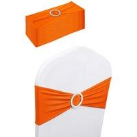 Neel Blue 13x5 Spandex Chair Bands with Slider Buckle, Stretchy Elastic Chair Sash - 10pcs in Orange