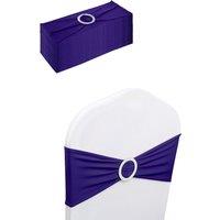 Neel Blue 13x5 Spandex Chair Bands with Slider Buckle, Stretchy Elastic Chair Sash - 10pcs in Purple