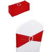 Neel Blue 13x5 Spandex Chair Bands with Slider Buckle, Stretchy Elastic Chair Sash - 10pcs in Red