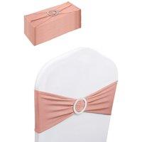 Neel Blue 13x5 Spandex Chair Bands with Slider Buckle, Stretchy Elastic Chair Sash - 10pcs in Rose Gold
