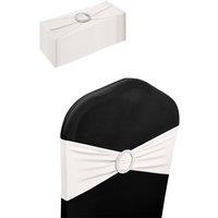 Neel Blue 13x5 Spandex Chair Bands with Slider Buckle, Stretchy Elastic Chair Sash - 10pcs in White