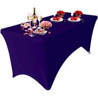 Neel Blue 6FT Rectangle Patio Tablecloth Elastic Spandex Table Cover in Purple