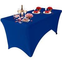 Neel Blue 6FT Rectangle Patio Tablecloth Elastic Spandex Table Cover in Blue