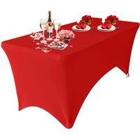 Neel Blue 6FT Rectangle Patio Tablecloth Elastic Spandex Table Cover in Red