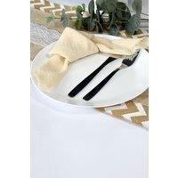 Neel Blue Fringe Cloth Napkin, 50cm x 50cm in Beige | Size: 50 cm x 50 cm