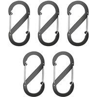Neel Blue 5pcs S Shape Carabiner Keyring Clip - Double Sided Snap Hook in Black
