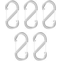 Neel Blue 5pcs S Shape Carabiner Keyring Clip - Double Sided Snap Hook in Silver