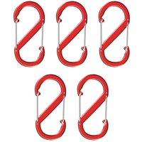 Neel Blue 5pcs S Shape Carabiner Keyring Clip - Double Sided Snap Hook in Red