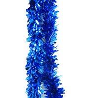 Neel Blue Christmas Shiny Metallic Chunky Tinsel Garland, 6.5ft in Blue