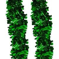 Neel Blue Christmas Shiny Metallic Chunky Tinsel Garland, 6.5ft in Emerald