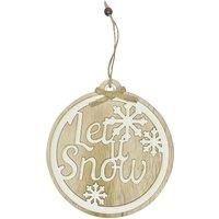 Neel Blue 15cm Round Wooden Merry Christmas Sign with Let it Snow Lettering in Natural