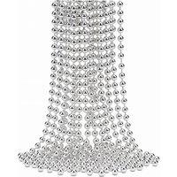 Neel Blue 9M Metallic Christmas Bead Chain - 7.5mm Shiny Pearl Garland in Silver