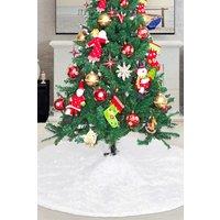 Neel Blue Velvet Christmas Tree Skirt Round Xmas Tree Base Mat - 1 metre in White