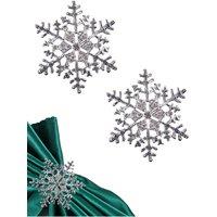 Neel Blue Snowflake Napkin Rings, Christmas Napkin Holder with Diamante Rhinestone - 6pcs in Silver