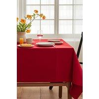Neel Blue Plain Rectangular Polyester Fabric Tablecloth, 52x70 Inch in Red