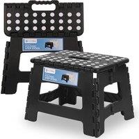Neel Blue 9 Inches Step Folding Stool, Collapsible Stool in Black