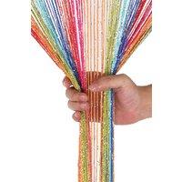 Neel Blue Glitter String Curtain Panel, Polyester Spaghetti Tassel, 200cm x 100cm | Size: 100 cm width x 200 cm drop