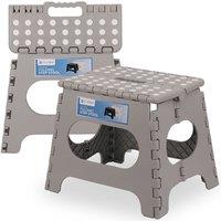 Neel Blue Folding Step Stool, Collapsible Stool, 11 Inches in Light Grey