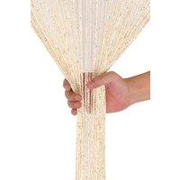 Neel Blue Glitter String Curtain Panel, Polyester Spaghetti Tassel, 200cm x 100cm in Ivory | Size: 100 cm width x 200 cm drop