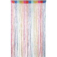 Neel Blue Glitter String Curtain Panel, Ivory, 200cm x 100cm | Size: 100 cm width x 200 cm drop