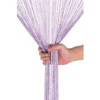 Neel Blue Glitter String Curtain Panel, Polyester Spaghetti Tassel, 200cm x 100cm in Lilac | Size: 100 cm width x 200 cm drop