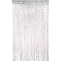 Neel Blue Glitter String Curtain Panel, Ivory, 200cm x 100cm in Silver | Size: 100 cm width x 200 cm drop
