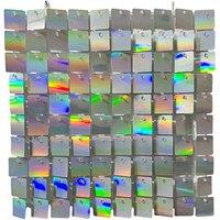 Neel Blue Shimmer Sequin Wall Panels Backdrop, 30cm x 30cm in Metallic Silver | Size: 30 cm x 30 cm