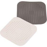 Neel Blue 2pcs Silicone Drain Cover Hair Catcher Suction Cup Sink Stainer - White & Grey
