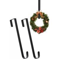 Neel Blue 12-inch White Metal Wreath Door Hanger, Door Adjustable Hook - 2pcs in Black