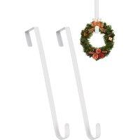 Neel Blue 12-inch White Metal Wreath Door Hanger, Door Adjustable Hook - 2pcs