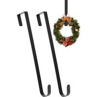Neel Blue 15-inch White Metal Wreath Door Hanger, Door Adjustable Hook - 2pcs in Black