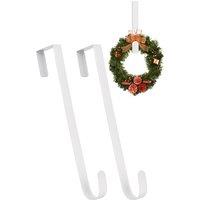 Neel Blue 15-inch White Metal Wreath Door Hanger, Door Adjustable Hook - 2pcs