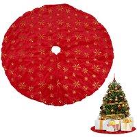 Neel Blue 1M Christmas Large Red & Gold Snowflake Tree Skirt