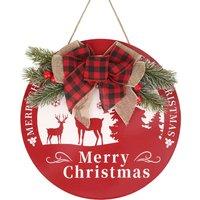 Neel Blue Rustic Merry Christmas Wooden Hanging Sign - 29.5cm