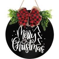 Neel Blue Rustic MDF Christmas Hanging Sign - 29.5cm in Black