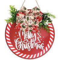 Neel Blue Round Christmas Wall Hanging Sign - 29.5cm in Red