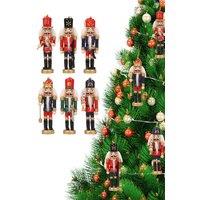 Neel Blue 13cm Wooden Nutcracker Soldier Ornaments - 6pcs